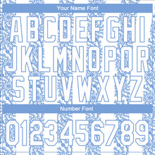 Load image into Gallery viewer, Custom Light Blue-White 3D Pattern Design Bomber Full-Snap Varsity Letterman Jacket
