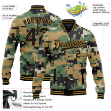 Load image into Gallery viewer, Custom Camo Old Gold-Black Digital Camouflage 3D Bomber Full-Snap Varsity Letterman Salute To Service Jacket
