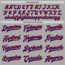 Load image into Gallery viewer, Custom Gray Royal-Red Bomber Full-Snap Varsity Letterman Two Tone Jacket
