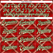 Load image into Gallery viewer, Custom Red City Cream Black-Green Check Board 3D Pattern Design Bomber Full-Snap Varsity Letterman Jacket

