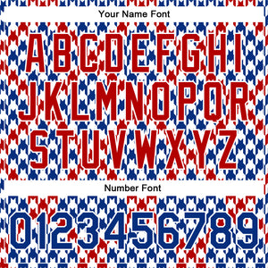 Custom White Royal-Red Check Board 3D Pattern Design Bomber Full-Snap Varsity Letterman Jacket