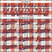 Load image into Gallery viewer, Custom Orange Royal-White Check Board 3D Pattern Design Bomber Full-Snap Varsity Letterman Jacket
