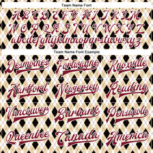 Load image into Gallery viewer, Custom City Cream Crimson-Black Check Board 3D Pattern Design Bomber Full-Snap Varsity Letterman Jacket
