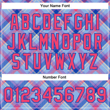 Load image into Gallery viewer, Custom Light Blue Neon Pink Thunder Blue-Cream Check Board 3D Pattern Design Bomber Full-Snap Varsity Letterman Jacket
