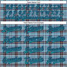 Load image into Gallery viewer, Custom Shadow Blue Teal Navy-Gray Classic Western Plaid 3D Pattern Design Bomber Full-Snap Varsity Letterman Jacket
