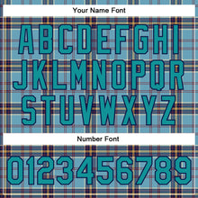 Load image into Gallery viewer, Custom Shadow Blue Teal Navy-Gray Classic Western Plaid 3D Pattern Design Bomber Full-Snap Varsity Letterman Jacket
