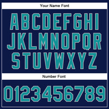 Load image into Gallery viewer, Custom Navy Teal Gray-Shadow Blue Classic Western Plaid 3D Pattern Design Bomber Full-Snap Varsity Letterman Jacket
