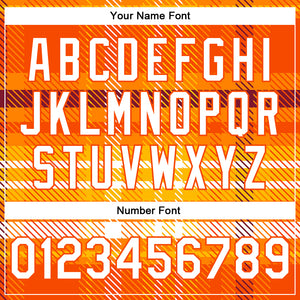 Custom Orange White Check Board 3D Pattern Design Bomber Full-Snap Varsity Letterman Jacket