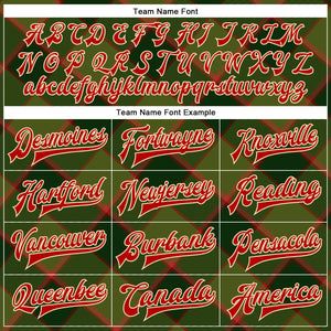 Custom Green Red-Cream Check Board 3D Pattern Design Bomber Full-Snap Varsity Letterman Jacket