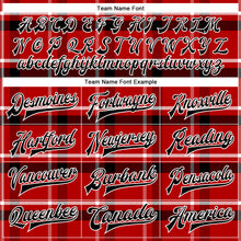 Load image into Gallery viewer, Custom Red Black-White Classic Western Plaid 3D Pattern Design Bomber Full-Snap Varsity Letterman Jacket
