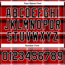 Load image into Gallery viewer, Custom Red Black-White Classic Western Plaid 3D Pattern Design Bomber Full-Snap Varsity Letterman Jacket
