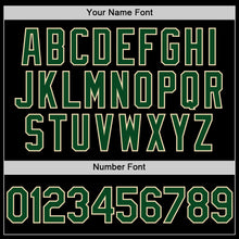 Load image into Gallery viewer, Custom Black Green-Cream Bomber Full-Snap Varsity Letterman Hoodie Jacket
