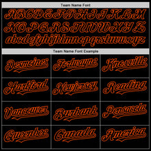 Load image into Gallery viewer, Custom Black Orange Bomber Full-Snap Varsity Letterman Hoodie Jacket
