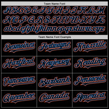 Load image into Gallery viewer, Custom Black Powder Blue-Orange Bomber Full-Snap Varsity Letterman Hoodie Jacket
