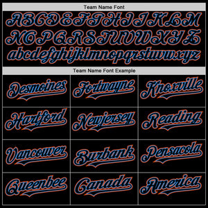 Custom Black Powder Blue-Orange Bomber Full-Snap Varsity Letterman Hoodie Jacket
