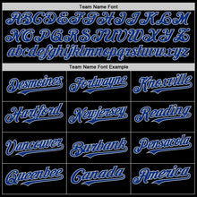 Load image into Gallery viewer, Custom Black Royal-Gray Bomber Full-Snap Varsity Letterman Hoodie Jacket
