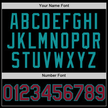 Load image into Gallery viewer, Custom Black Crimson-Teal Bomber Full-Snap Varsity Letterman Hoodie Jacket
