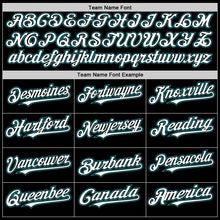 Load image into Gallery viewer, Custom Black White-Teal Bomber Full-Snap Varsity Letterman Hoodie Jacket
