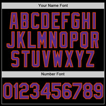 Load image into Gallery viewer, Custom Black Purple-Orange Bomber Full-Snap Varsity Letterman Hoodie Jacket
