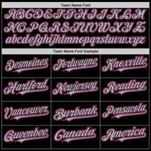 Load image into Gallery viewer, Custom Black Gray-Pink Bomber Full-Snap Varsity Letterman Two Tone Hoodie Jacket
