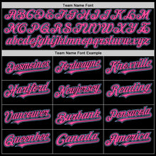 Load image into Gallery viewer, Custom Black Pink-Light Blue Bomber Full-Snap Varsity Letterman Two Tone Hoodie Jacket
