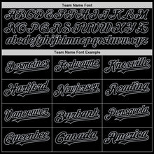Load image into Gallery viewer, Custom Black Gray Bomber Full-Snap Varsity Letterman Two Tone Hoodie Jacket
