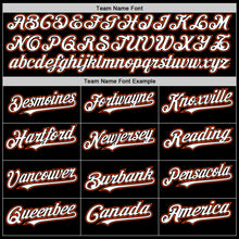 Load image into Gallery viewer, Custom Black White-Orange Bomber Full-Snap Varsity Letterman Two Tone Hoodie Jacket
