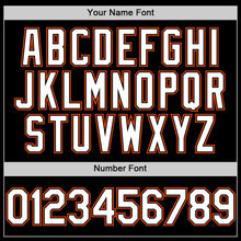 Load image into Gallery viewer, Custom Black White-Orange Bomber Full-Snap Varsity Letterman Two Tone Hoodie Jacket
