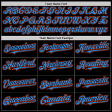 Load image into Gallery viewer, Custom Black Powder Blue-Orange Bomber Full-Snap Varsity Letterman Two Tone Hoodie Jacket
