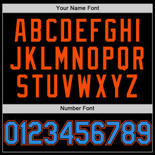 Load image into Gallery viewer, Custom Black Powder Blue-Orange Bomber Full-Snap Varsity Letterman Two Tone Hoodie Jacket
