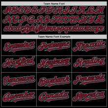 Load image into Gallery viewer, Custom Black Crimson-Gray Bomber Full-Snap Varsity Letterman Two Tone Hoodie Jacket
