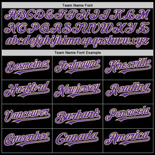 Load image into Gallery viewer, Custom Black Purple-Cream Bomber Full-Snap Varsity Letterman Two Tone Hoodie Jacket
