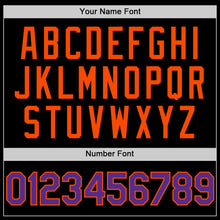 Load image into Gallery viewer, Custom Black Purple-Orange Bomber Full-Snap Varsity Letterman Two Tone Hoodie Jacket
