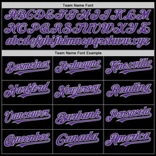 Load image into Gallery viewer, Custom Black Purple-Gray Bomber Full-Snap Varsity Letterman Two Tone Hoodie Jacket
