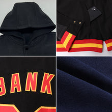 Load image into Gallery viewer, Custom Navy Vintage USA Flag Cream-Maroon Bomber Full-Snap Varsity Letterman Two Tone Hoodie Jacket
