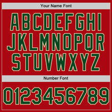 Load image into Gallery viewer, Custom Red Green-Cream Bomber Full-Snap Varsity Letterman Hoodie Jacket
