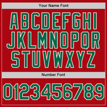 Load image into Gallery viewer, Custom Red Kelly Green-White Bomber Full-Snap Varsity Letterman Hoodie Jacket

