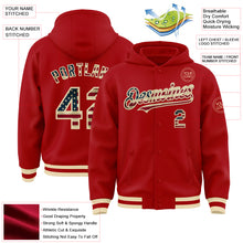 Load image into Gallery viewer, Custom Red Vintage USA Flag-Cream Bomber Full-Snap Varsity Letterman Hoodie Jacket
