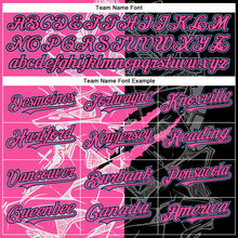 Load image into Gallery viewer, Custom Graffiti Pattern Pink Black-Light Blue Scratch 3D Bomber Full-Snap Varsity Letterman Hoodie Jacket
