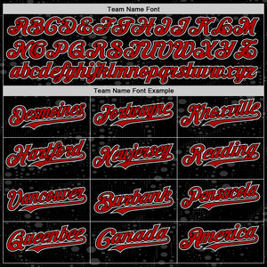 Custom Black Red-White Geometric Shape 3D Pattern Design Bomber Full-Snap Varsity Letterman Hoodie Jacket