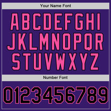 Load image into Gallery viewer, Custom Purple Black-Pink Bomber Full-Snap Varsity Letterman Hoodie Jacket
