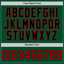 Load image into Gallery viewer, Custom Kelly Green Red-Black Bomber Full-Snap Varsity Letterman Hoodie Jacket
