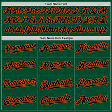 Load image into Gallery viewer, Custom Kelly Green Black-Orange Bomber Full-Snap Varsity Letterman Hoodie Jacket
