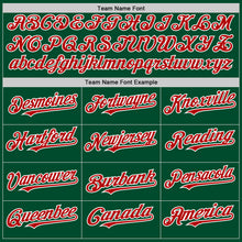 Load image into Gallery viewer, Custom Kelly Green Red-White Bomber Full-Snap Varsity Letterman Hoodie Jacket
