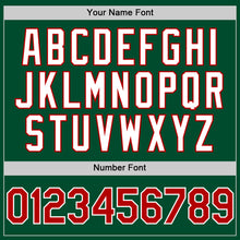 Load image into Gallery viewer, Custom Kelly Green Red-White Bomber Full-Snap Varsity Letterman Hoodie Jacket
