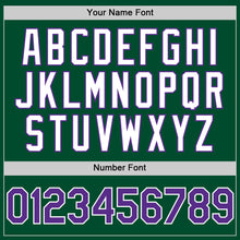 Load image into Gallery viewer, Custom Kelly Green Purple-White Bomber Full-Snap Varsity Letterman Two Tone Hoodie Jacket
