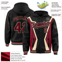 Load image into Gallery viewer, Custom Black Crimson-City Cream Arrow 3D Pattern Design Bomber Full-Snap Varsity Letterman Hoodie Jacket
