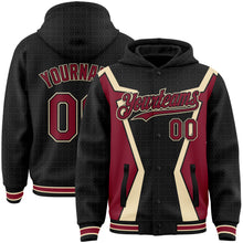 Load image into Gallery viewer, Custom Black Crimson-City Cream Arrow 3D Pattern Design Bomber Full-Snap Varsity Letterman Hoodie Jacket
