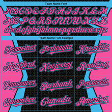 Load image into Gallery viewer, Custom Black Sky Blue-Pink Arrow 3D Pattern Design Bomber Full-Snap Varsity Letterman Hoodie Jacket
