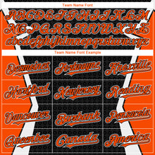 Load image into Gallery viewer, Custom Black Orange-White Arrow 3D Pattern Design Bomber Full-Snap Varsity Letterman Hoodie Jacket
